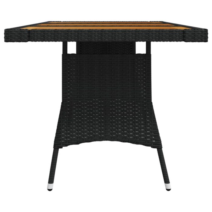 Table de jardin Noir 160x70x72 cm Résine tressée et acacia – Image 2