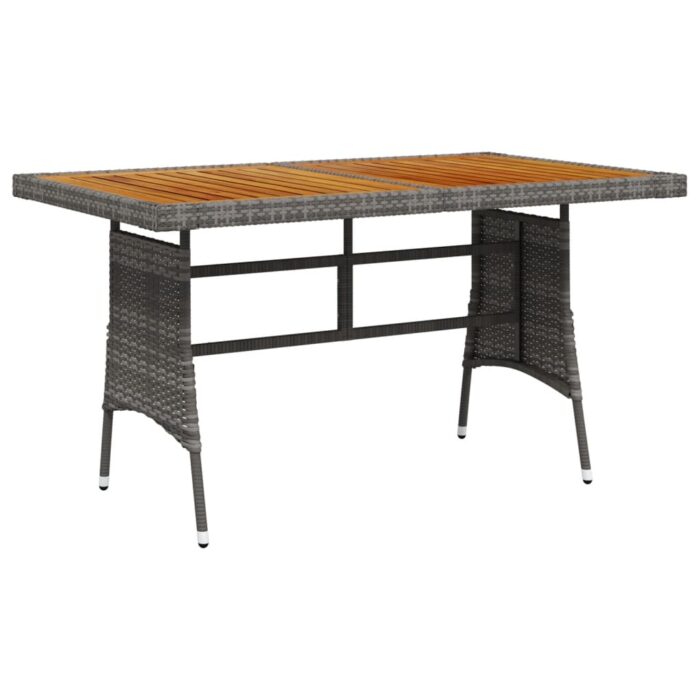 Table de jardin Gris 130x70x72 cm Résine tressée et acacia – Image 1