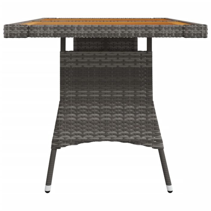 Table de jardin Gris 130x70x72 cm Résine tressée et acacia – Image 2