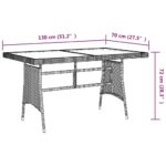 Table de jardin Gris 130x70x72 cm Résine tressée et acacia – Image 3