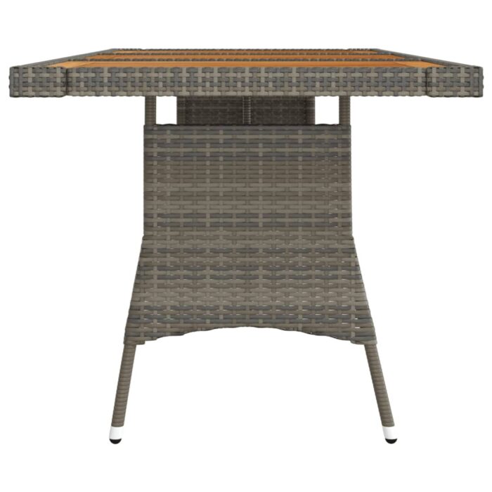 Table de jardin Gris 160x70x72 cm Résine tressée et acacia – Image 2