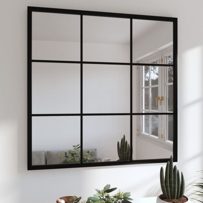 Miroir mural noir 60x60 cm métal – Image 1