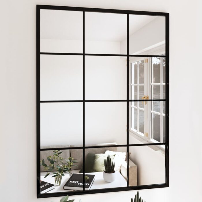 Miroir mural noir 80x60 cm métal – Image 1
