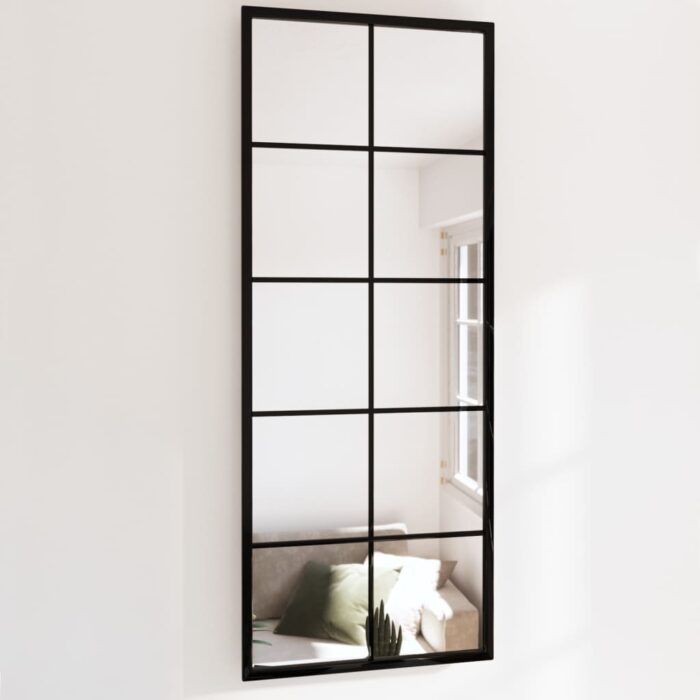Miroir mural noir 100x40 cm métal – Image 1