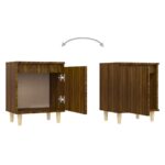 Tables de chevet pieds en bois 2 pcs Chêne marron 40x30x50 cm – Image 3