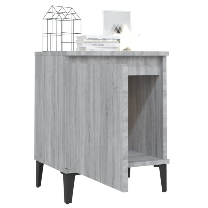 Tables de chevet avec pieds en métal sonoma gris 40x30x50 cm – Image 2