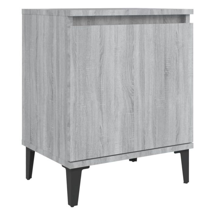 Tables de chevet avec pieds en métal sonoma gris 40x30x50 cm – Image 3