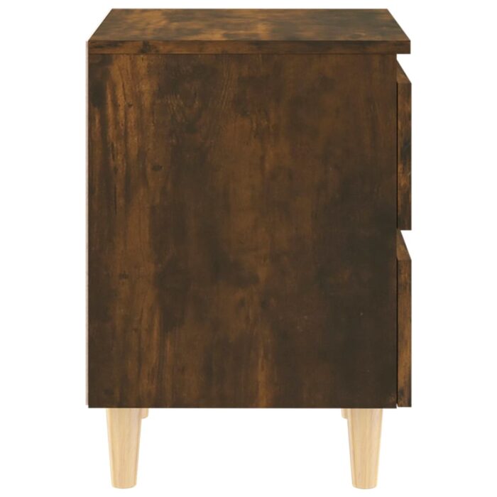 Table de chevet avec pieds en bois Chêne fumé 40x35x50 cm – Image 4
