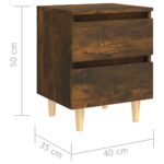 Table de chevet avec pieds en bois Chêne fumé 40x35x50 cm – Image 6