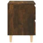 Tables de chevet et pieds en bois 2 pcs Chêne fumé 40x35x50 cm – Image 6