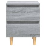 Tables de chevet pieds en bois 2 pcs Sonoma gris 40x35x50 cm – Image 3