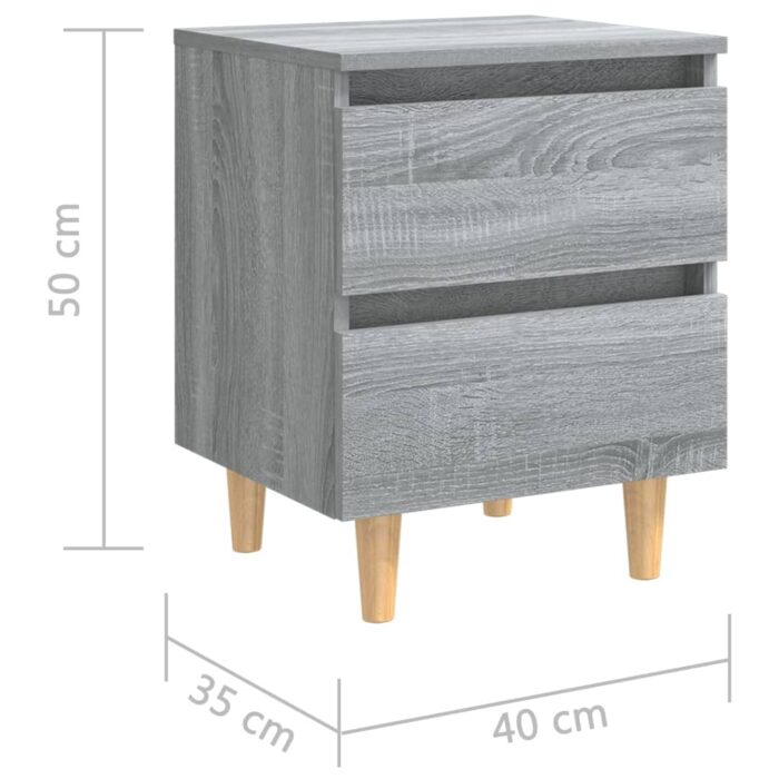 Tables de chevet pieds en bois 2 pcs Sonoma gris 40x35x50 cm – Image 7