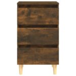 Table de chevet avec pieds en bois solide Chêne fumé 40x35x69cm – Image 4