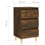 Tables de chevet et pieds en bois 2 pcs Chêne fumé 40x35x69 cm – Image 7