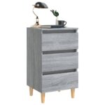 Table de chevet avec pieds en bois Sonoma gris 40x35x69 cm – Image 2