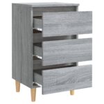 Table de chevet avec pieds en bois Sonoma gris 40x35x69 cm – Image 3
