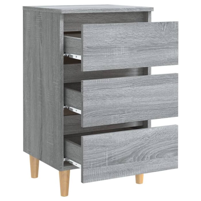 Table de chevet avec pieds en bois Sonoma gris 40x35x69 cm – Image 3