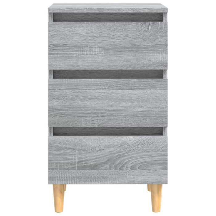 Table de chevet avec pieds en bois Sonoma gris 40x35x69 cm – Image 4