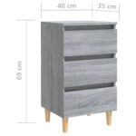 Table de chevet avec pieds en bois Sonoma gris 40x35x69 cm – Image 6