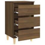 Table de chevet avec pieds en bois Chêne marron 40x35x69 cm – Image 4