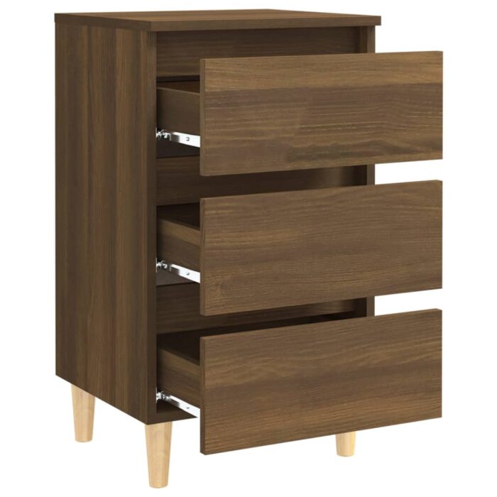 Table de chevet avec pieds en bois Chêne marron 40x35x69 cm – Image 4