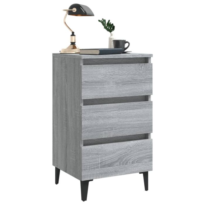 Table de chevet avec pieds en métal Sonoma gris 40x35x69 cm – Image 2