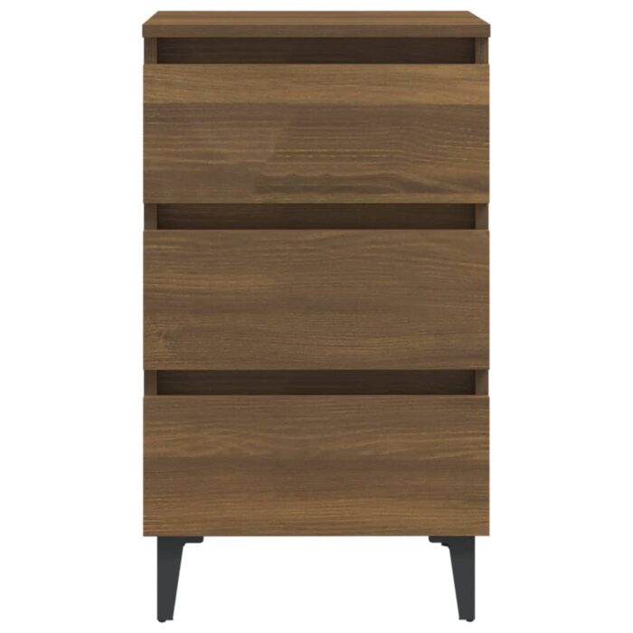 Table de chevet avec pieds en métal Chêne marron 40x35x69 cm – Image 3