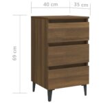 Table de chevet avec pieds en métal Chêne marron 40x35x69 cm – Image 6