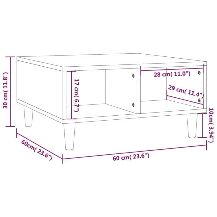 Table basse sonoma gris 60x60x30 cm bois d'ingénierie – Image 4