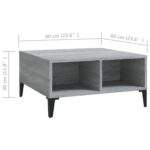 Table basse sonoma gris 60x60x30 cm bois d'ingénierie – Image 4