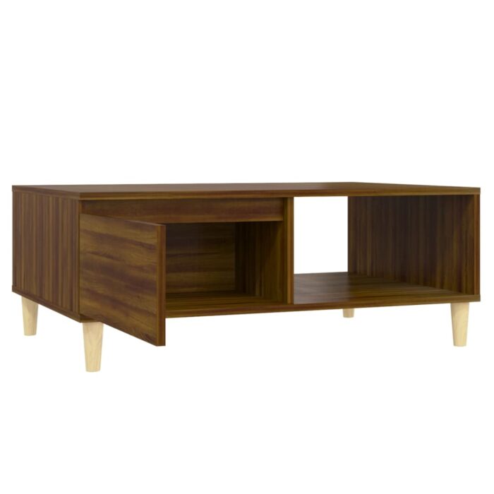 Table basse chêne marron 90x60x35 cm bois d'ingénierie – Image 3