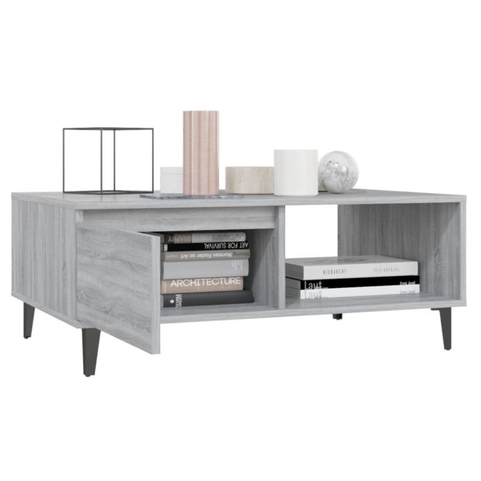 Table basse sonoma gris 90x60x35 cm bois d'ingénierie – Image 2