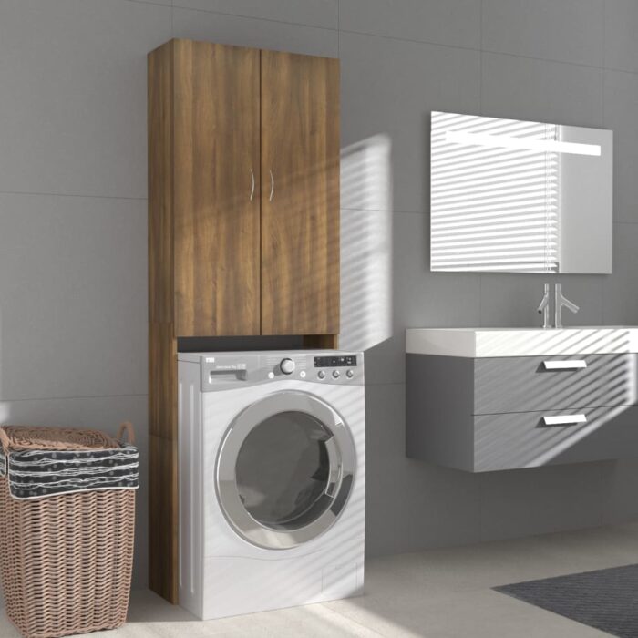 Meuble pour machine à laver Chêne marron 64x25,5x190 cm – Image 1