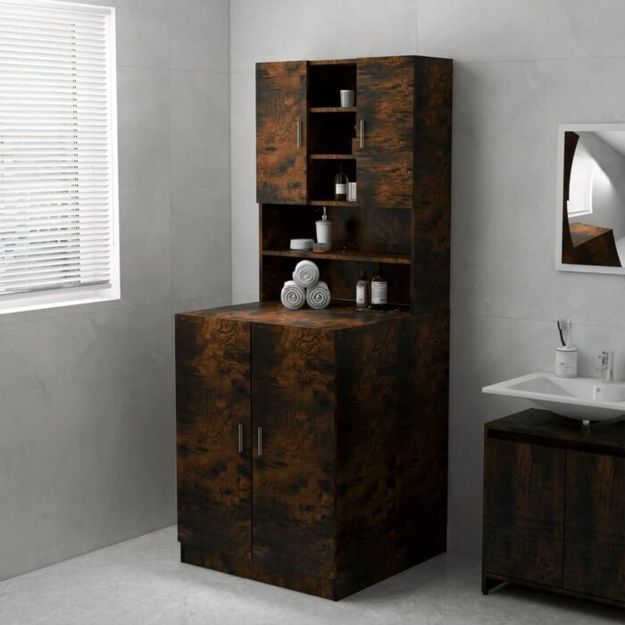 Meuble pour machine à laver Chêne fumé 71x71,5x91,5 cm – Image 1