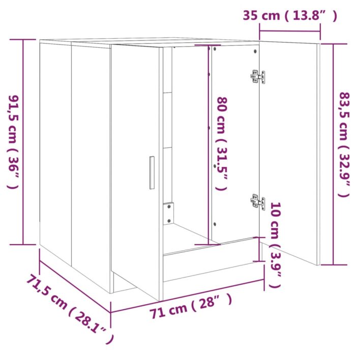 Meuble pour machine à laver Sonoma gris 71x71,5x91,5 cm – Image 6