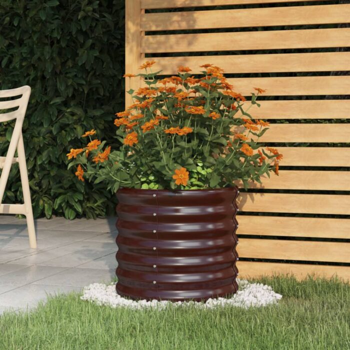 Jardinière de jardin Acier enduit de poudre 40x40x36 cm Marron – Image 1