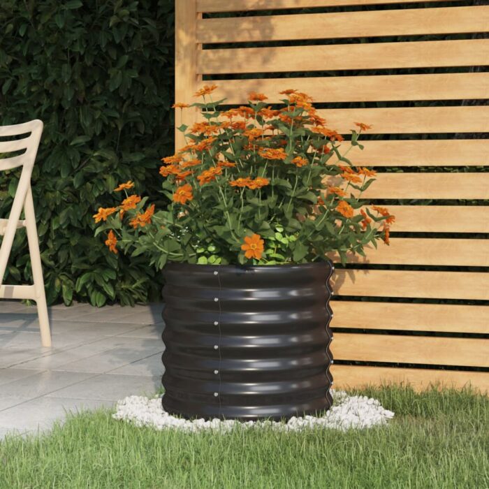 Jardinière Acier enduit de poudre 40x40x36 cm Anthracite – Image 1