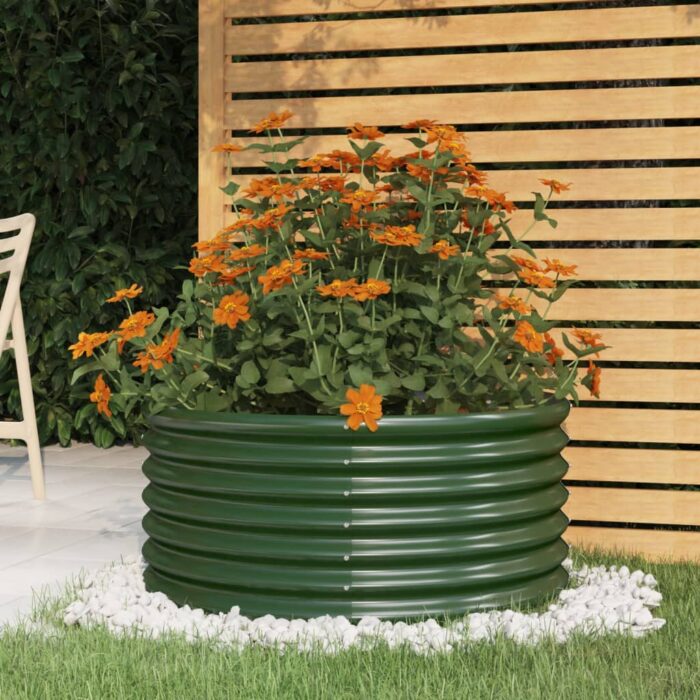 VXL8720286855560_m_en_hd_1.jpg Jardinière de jardin Acier enduit de poudre 80x80x36 cm Vert – Image 1