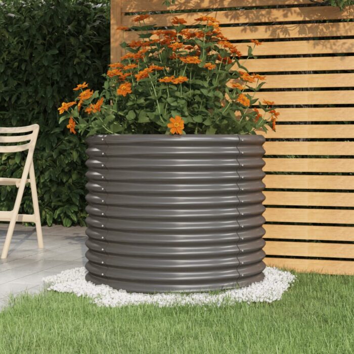 Jardinière de jardin Acier enduit de poudre 80x80x68 cm Gris – Image 1