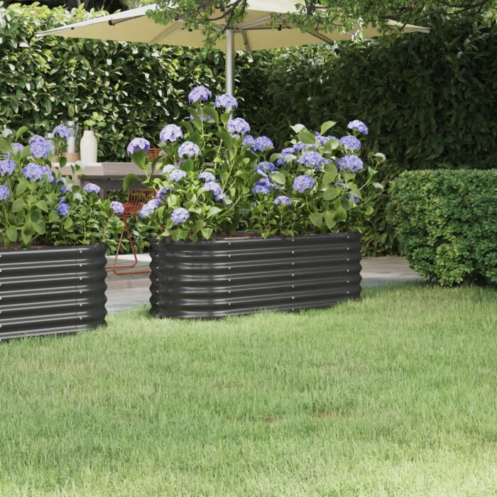 Lit surélevé de jardin Acier enduit de poudre Anthracite – Image 1