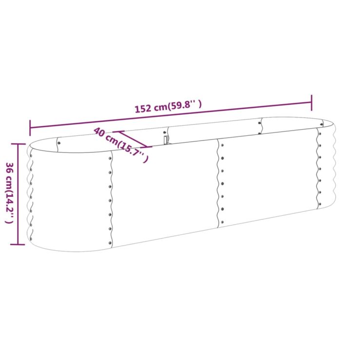 Lit surélevé de jardin Acier enduit de poudre 152x40x36 cm Vert – Image 4