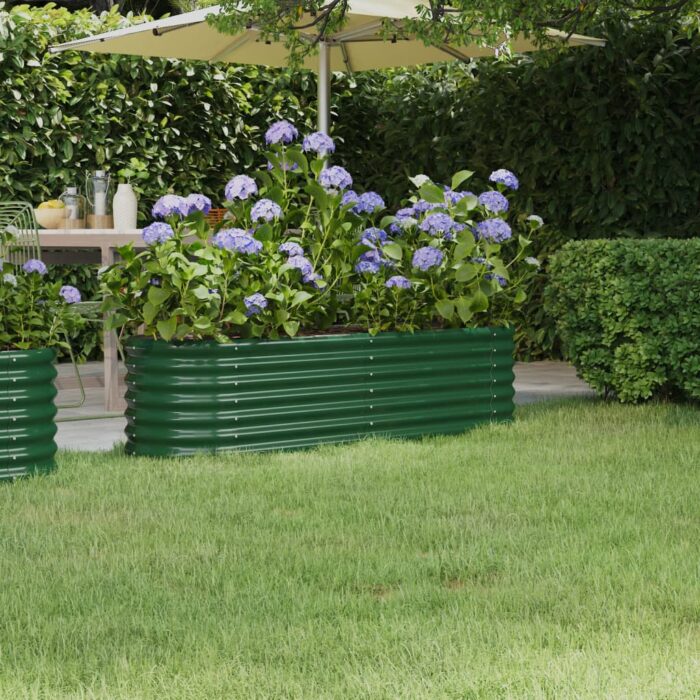 VXL8720286855713_m_en_hd_1.jpg Lit surélevé de jardin Acier enduit de poudre 152x40x36 cm Vert – Image 1