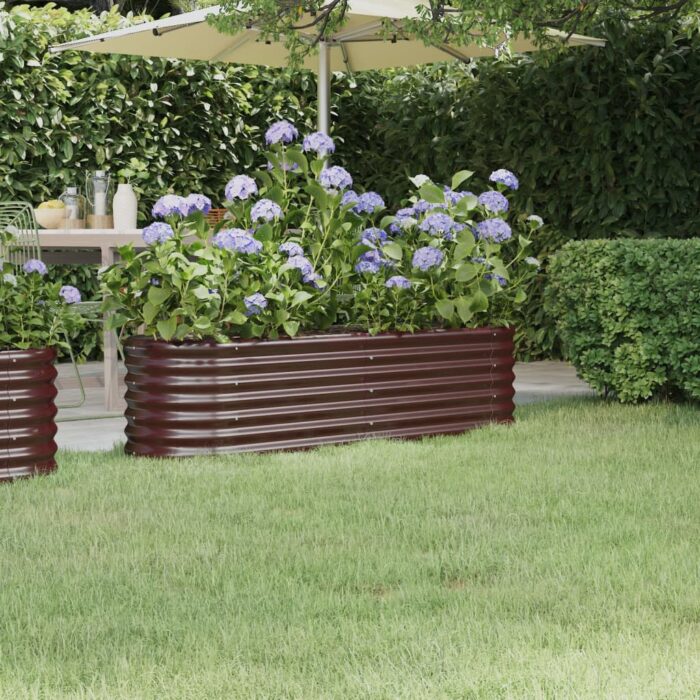 VXL8720286855737_m_en_hd_1.jpg Lit surélevé de jardin Acier enduit de poudre marron – Image 1
