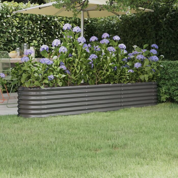 Lit surélevé de jardin Acier enduit de poudre 224x40x36 cm gris – Image 1
