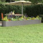 Lit surélevé de jardin Acier enduit de poudre 332x40x36 cm gris