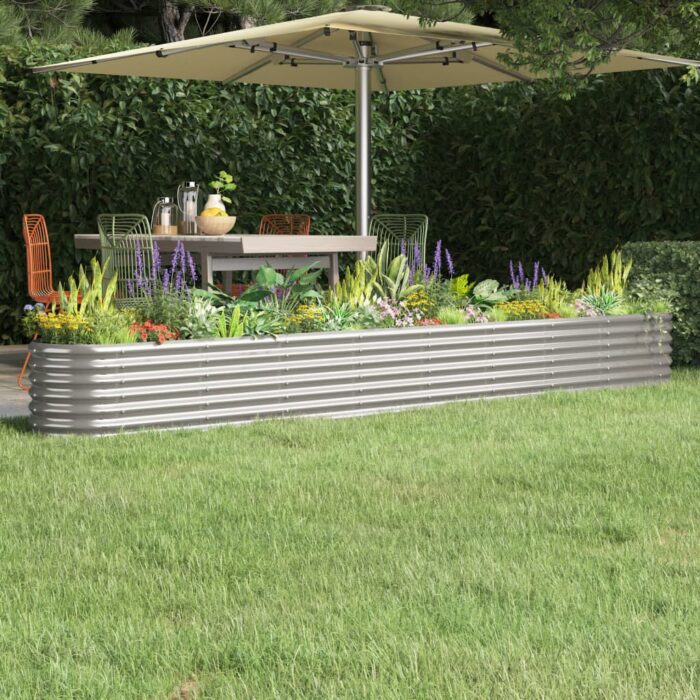 Lit surélevé de jardin Acier enduit de poudre Argenté – Image 1