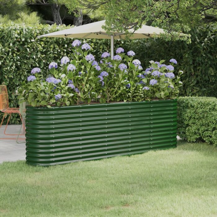 Lit surélevé de jardin Acier enduit de poudre 224x40x68 cm Vert – Image 1