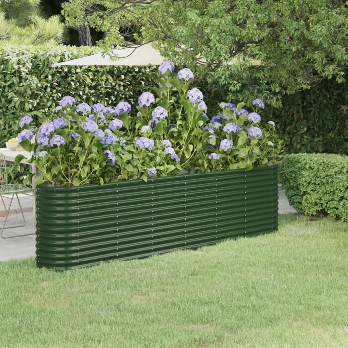 Lit surélevé de jardin Acier enduit de poudre 260x40x68 cm Vert – Image 1