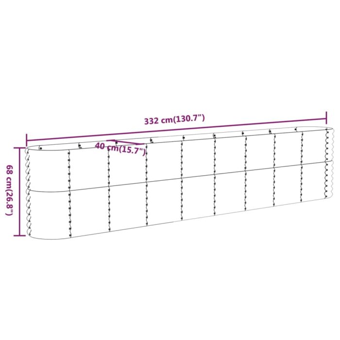 Lit surélevé de jardin Acier enduit de poudre 332x40x68 cm Vert – Image 4