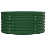 Lit surélevé de jardin Acier enduit de poudre 152x80x36 cm Vert – Image 2